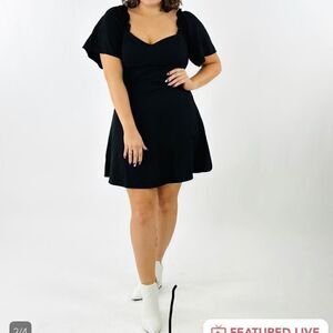 SKORT dress black — sweetheart neckline smocked back! Size small